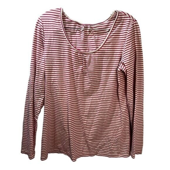 New LL‎ BEAN Long Sleeve Thin Stripe Top Medium - Picture 1 of 3